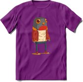 Casual vogel quote T-Shirt Grappig | Dieren vogels Kleding Kado Heren / Dames | Animal Skateboard Cadeau shirt - Paars - M