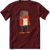 Casual vogel quote T-Shirt Grappig | Dieren vogels Kleding Kado Heren / Dames | Animal Skateboard Cadeau shirt - Burgundy - S