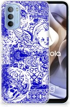 Back Case TPU Siliconen Hoesje Motorola Moto G31 | G41 Smartphone hoesje Angel Skull Blue