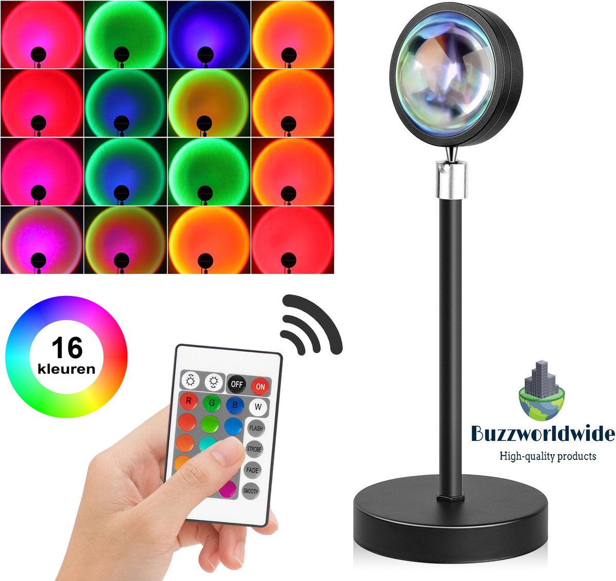 Buzzworldwide Sunset Lamp 16 KLEUREN Projector Lamp Zonsondergang