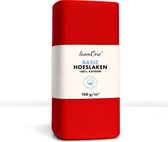 Hoeslaken Loom One – 100% Katoen Jersey – 140x220 cm – épaisseur matelas jusqu'à 40cm – 160 g/m² – pour Boxspring-Lit à Eau - Rouge