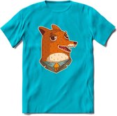 zwoele vos T-Shirt Grappig | Dieren Kleding Kado Heren / Dames | Animal Skateboard Cadeau shirt - Blauw - M