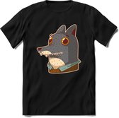 Casual wolf T-Shirt Grappig | Dieren Kleding Kado Heren / Dames | Animal Skateboard Cadeau shirt - Zwart - XXL