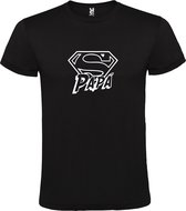 Zwart t-shirt met 'Super Papa'  print Wit size XS