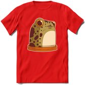 Blije kikker T-Shirt Grappig | Dieren reptielen Kleding Kado Heren / Dames | Animal Skateboard Cadeau shirt - Rood - L