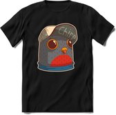 Chirp vogel T-Shirt Grappig | Dieren Kleding Kado Heren / Dames | Animal Skateboard Cadeau shirt - Zwart - S