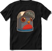 Chirp vogel T-Shirt Grappig | Dieren Kleding Kado Heren / Dames | Animal Skateboard Cadeau shirt - Zwart - XL
