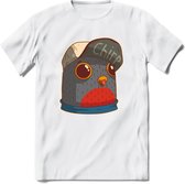 Chirp vogel T-Shirt Grappig | Dieren Kleding Kado Heren / Dames | Animal Skateboard Cadeau shirt - Wit - L