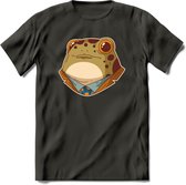 casual kikker T-Shirt Grappig | Dieren reptiel Kleding Kado Heren / Dames | Animal Skateboard Cadeau shirt - Donker Grijs - L