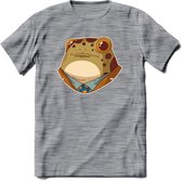 casual kikker T-Shirt Grappig | Dieren reptiel Kleding Kado Heren / Dames | Animal Skateboard Cadeau shirt - Donker Grijs - Gemaleerd - M