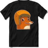 Safety fox T-Shirt Grappig | Dieren vos Kleding Kado Heren / Dames | Animal Skateboard Cadeau shirt - Zwart - XXL