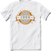 Premium Since 1966 T-Shirt | Goud - Zilver | Grappig Verjaardag Kleding Cadeau Shirt | Dames - Heren - Unisex Tshirt | - Wit - S