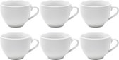 Koffie Kopjes – Koffiekopjes – Koffiemokken – Cappuccino – Set van 6 – Porselein – 250 ml – Wit
