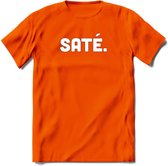 Sate - Snack T-Shirt | Grappig Verjaardag Kleding Cadeau | Eten En Snoep Shirt | Dames - Heren - Unisex Tshirt | - Oranje - XL