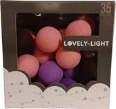 Lovely-Light - Lichtsnoer - Rose/Paars Mix - Cotton balls lights lichtsnoer - 35 lamp / Balls - Happy Lights