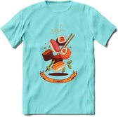 Sushi T-Shirt Grappig | Japans eten Kleding Kado Heren / Dames | Cadeau shirt - Licht Blauw - XL