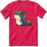 Schattige monster kat T-Shirt Grappig | Dieren katten Kleding Kado Heren / Dames | Animal Skateboard Cadeau shirt - Roze - S