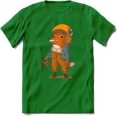 Casual race vos T-Shirt Grappig | Dieren honden Kleding Kado Heren / Dames | Animal Skateboard Cadeau shirt - Donker Groen - XXL