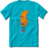 Verlegen vos T-Shirt Grappig | Dieren honden Kleding Kado Heren / Dames | Animal Skateboard Cadeau shirt - Blauw - L