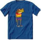 Casual gay pride kikker T-Shirt Grappig | Dieren reptiel Kleding Kado Heren / Dames | Animal Skateboard Cadeau shirt - Donker Blauw - XL