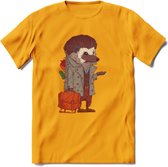 Casual egel T-Shirt Grappig | Dieren herfst Kleding Kado Heren / Dames | Animal Skateboard Cadeau shirt - Geel - S