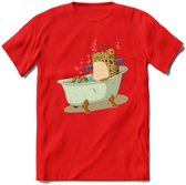 Badkuip kikker onderwater T-Shirt Grappig | Dieren reptiel Kleding Kado Heren / Dames | Animal Skateboard Cadeau shirt - Rood - XXL