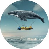 Behangcirkel met een vliegende walvis  | ⌀ 120 cm | Wandecoratie | Wandcirkel