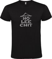 Zwart t-shirt met " Ho Lee Chit " print Zilver size M