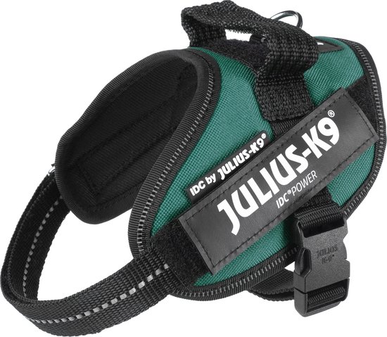 Donkergroen Julius-K9 IDC Power tuigje met verstelbare band en gesp