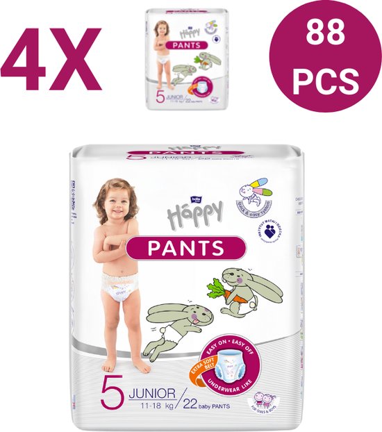 Bella Bébé Happy Pants Taille 5 Junior 11-18 kg (22 pièces par paquet) 4  pièces