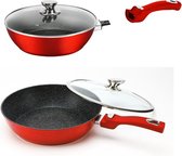 Cheffinger Wokpan - met Deksel - 30cm - Rood