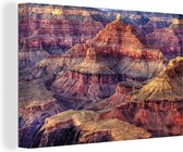 Canvas - Grand Canyon - Landschap - Amerika - Rotsen - Woonkamer - 60x40 cm - Muurdecoratie - Canvas schilderij