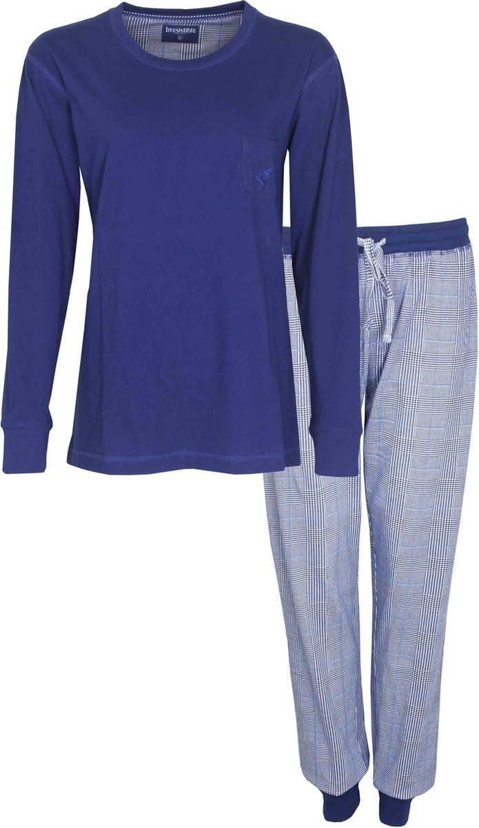 Irresistible Dames Pyjama - Katoen - Lange Mouwen - Blauw