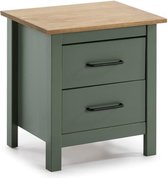 Nachtkastje 2 lades - Groen decor - L 46 x D 36 x H 35 cm - MADINA