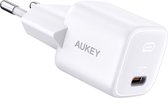 Aukey USB-C Thuislader Voedingsadapter 20W - Met Powerdelivery - Wit