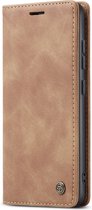 CaseMe - Hoesje geschikt voor Samsung Galaxy S22 5G - Wallet Book Case - Magneetsluiting - Licht Bruin