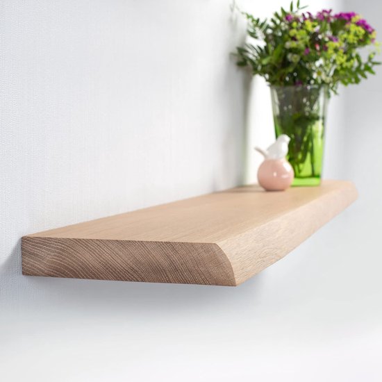 Wandplank zwevend eiken boomstam 50 x 20 cm - Eikenhouten wandplank - Wandplank - Zwevende wandplank - Fotoplank