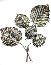 Metal Shimmer Gold Walldeco 5 Big Leaves 74*5*76