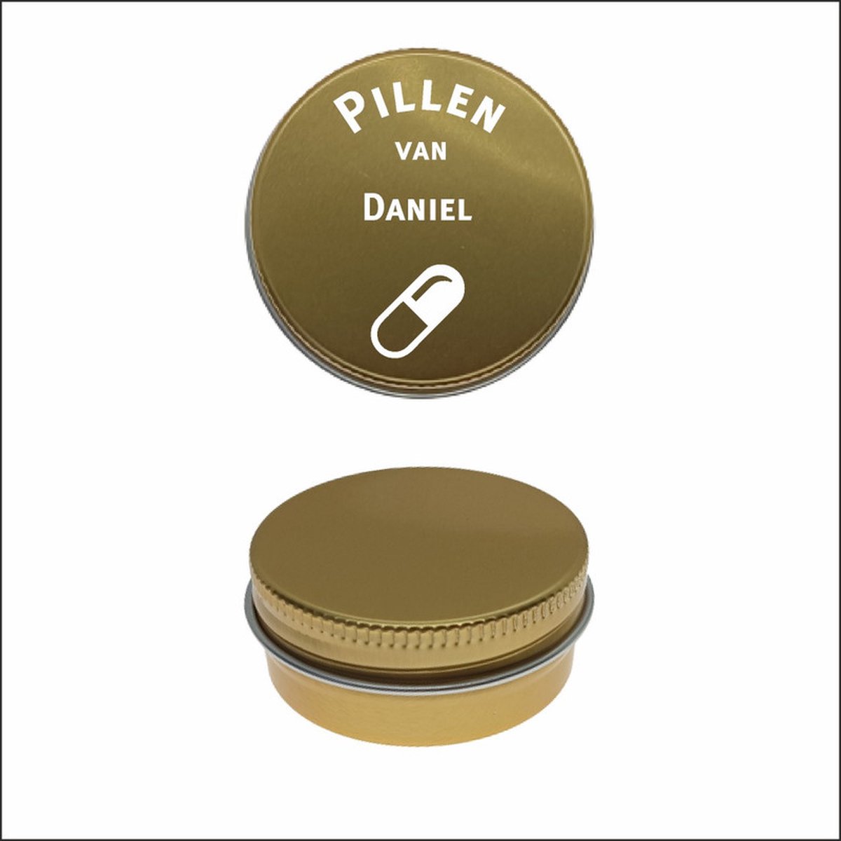 Pillen Blikje Met Naam Gravering - Daniel
