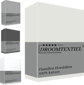Droomtextiel Flanellen laken Ivoor - Lits-Jumeaux 240x270 cm - 100% Katoen - Heerlijk Warm - Super Zacht -
