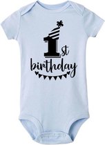 Cakesmash romper My First Birthday blauw met zwarte opdruk - eerste verjaardag - cakesmash - 1e - romper