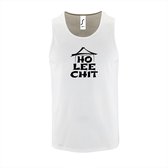 Witte TankTop met " Ho Lee Chit " print Zwart size S