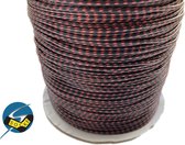 Waxkoord (Polyester) - 3.00 Meter - Zwart/Rood - Sieraden Maken