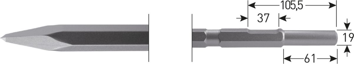 Rotec Puntbeitel Zeskant 21mm - D19x61 - 215.4005