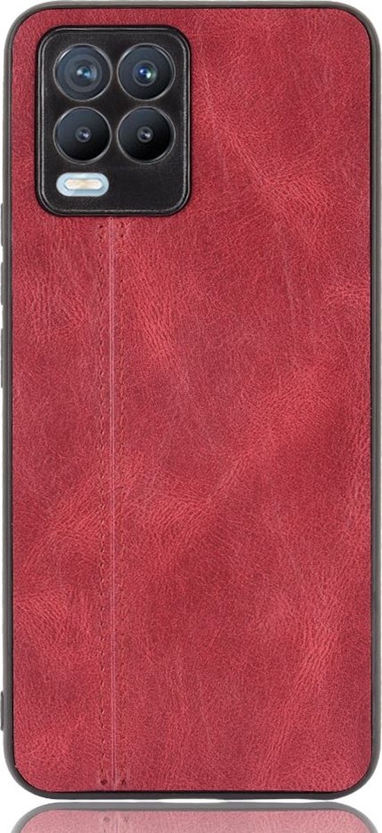 Mobigear Hoesje geschikt voor Realme 8 Pro Telefoonhoesje | Mobigear Stitch Backcover | 8 Pro Case | Back Cover - Rood