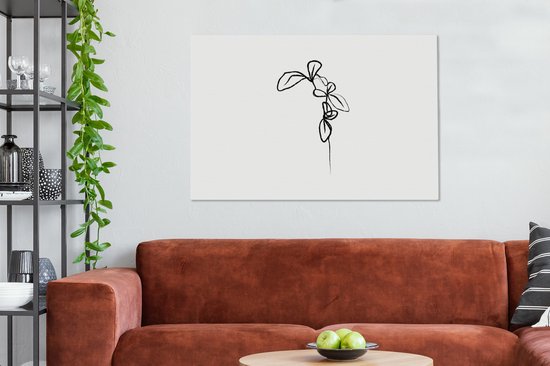 Tableau sur toile Fleurs - Plantes - Dessin au Line - 120x80 cm - Décoration murale