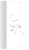 Canvas Schilderij Line art - Man - Zwart - Wit - 20x30 cm - Wanddecoratie