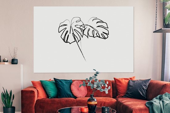 Toile Peinture Feuilles - Végétal - Dessin au trait - Line cm - Décoration murale