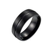 Nixnix - Stalen ring Zwart - Mannen en vrouwen - Cadeautip - 21mm - Size 12