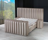 Opberg boxspring Amerika - XXL boxspring- Tv lift - taupe kleur -  160X200 - inclusief 2 nachtkastjes